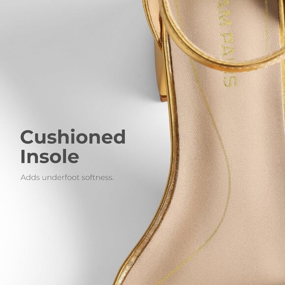 Dream Pairs Women's Gold-metallic Chunky Block Heel Ankle Strap Sandals Shoes - Picture 5 of 7